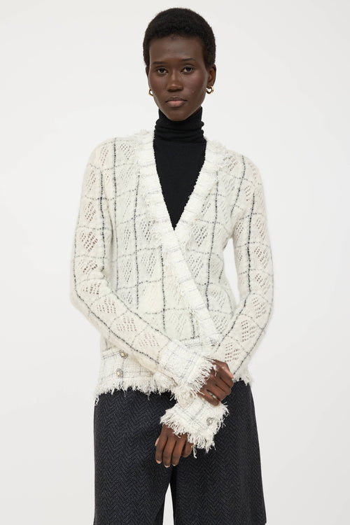 Chanel Fall 2005 Wool Check Knit Cardigan