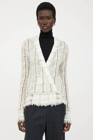 Chanel Fall 2005 Wool Check Knit Cardigan