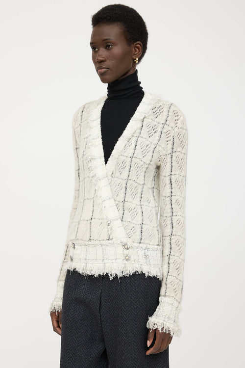 Chanel Fall 2005 Wool Check Knit Cardigan