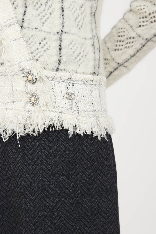 Chanel Fall 2005 Wool Check Knit Cardigan