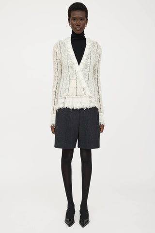 Chanel Fall 2005 Wool Check Knit Cardigan