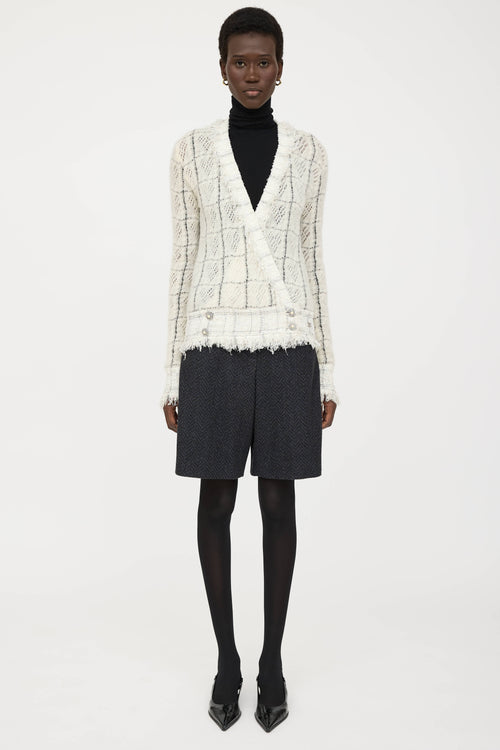 Chanel Fall 2005 Wool Check Knit Cardigan