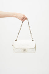 Chanel White Quilted Lambskin 25cm Classic Double Flap Bag with, Lot  #56018