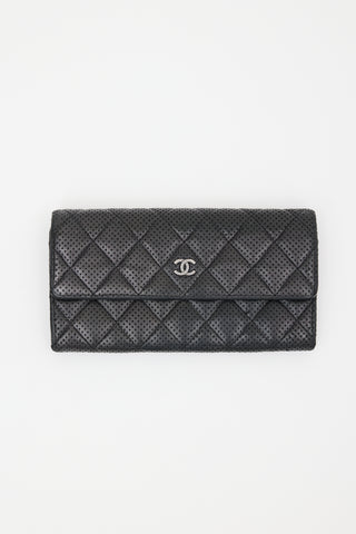 Chanel 2005 Perforated Leather Long Wallet