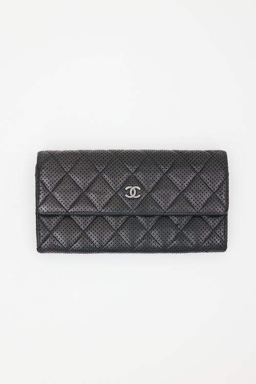 Chanel 2005 Perforated Leather Long Wallet
