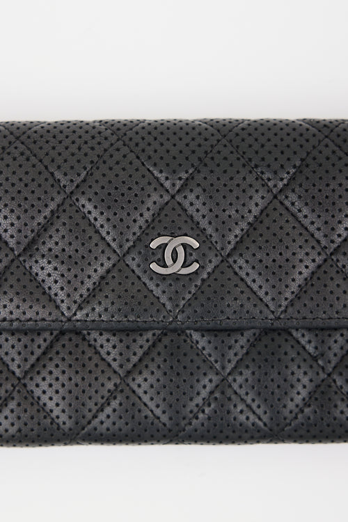 Chanel 2005 Perforated Leather Long Wallet