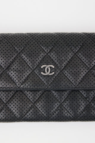 Chanel 2005 Perforated Leather Long Wallet