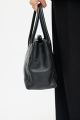 Chanel 2006 Black & Silver CC Executive Leather Tote