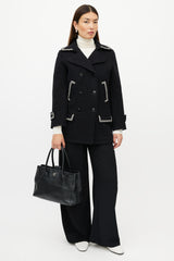Chanel 2006 Black & Silver CC Executive Leather Tote