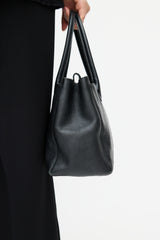 Chanel 2006 Black & Silver CC Executive Leather Tote