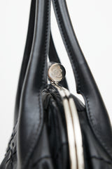 Chanel 2006 Black & Silver Expandable Zip Around Leather Bag