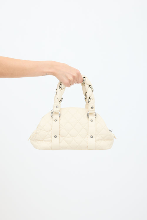 Chanel 2006 White Leather Lady Braid Bowler Bag