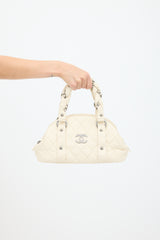Chanel 2006 White Leather Lady Braid Bowler Bag