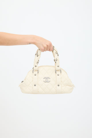 Chanel 2006 White Leather Lady Braid Bowler Bag