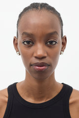 Chanel 2007 Silver Rhinestone CC Stud Earrings