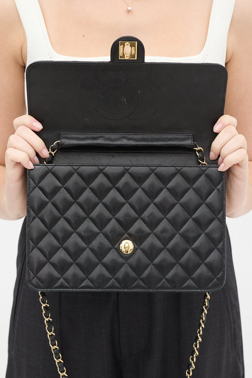 Chanel 2008 Black Quilted Leather Classic Flap Bag