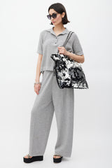 Chanel 2008 Black & Silver Sequin CC Summer Nights Drawstring Bag