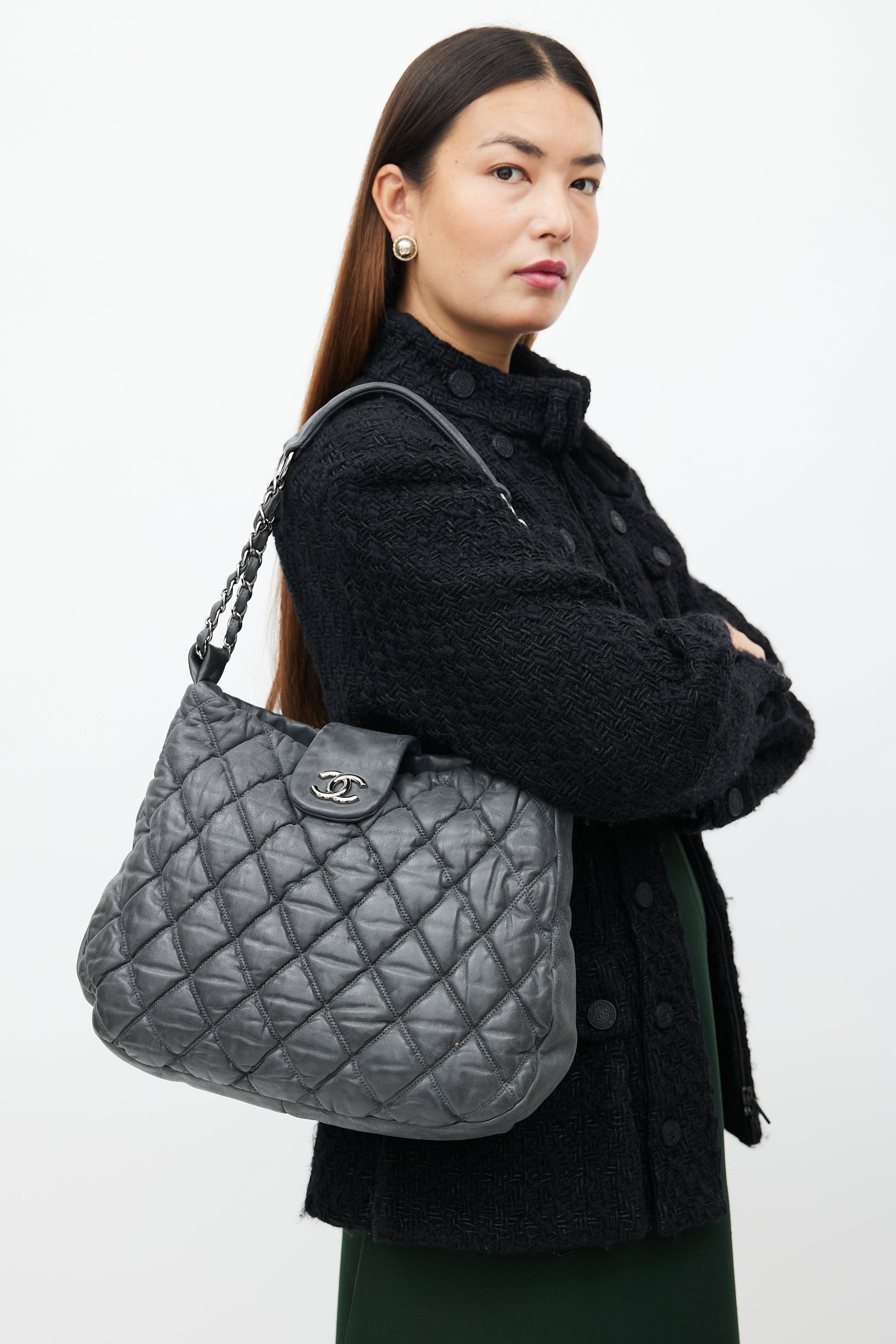 Chanel // 2008 Grey Bubble Quilted Shoulder Bag – VSP Consignment