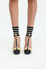 Chanel 2008 C Leather T-Bar Pumps