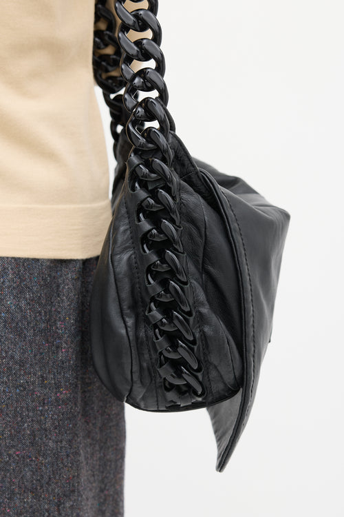 Chanel 2009 Black Leather CC Chain Bag