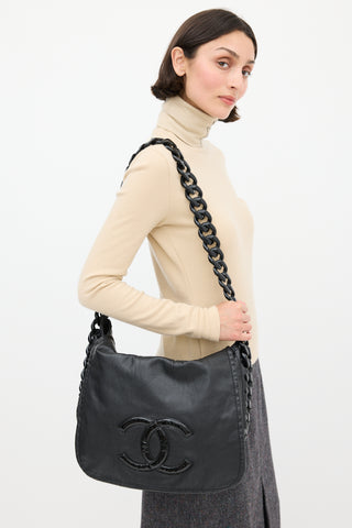 Chanel 2009 Black Leather CC Chain Bag