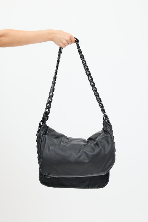 Chanel 2009 Black Leather CC Chain Bag