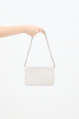 Chanel 2009 Pearl White Sevruga Caviar Leather Wallet On Chain Bag