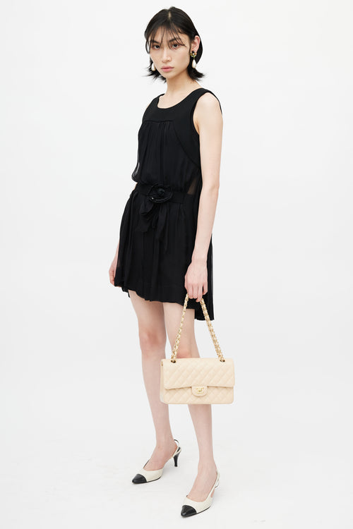 Chanel 2010 Beige Quilted Medium Double Flap Shoulder Bag