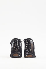 Chanel Cruise 2010 Black Suede & Mesh Lace Up Heel