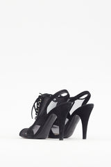 Chanel Cruise 2010 Black Suede & Mesh Lace Up Heel