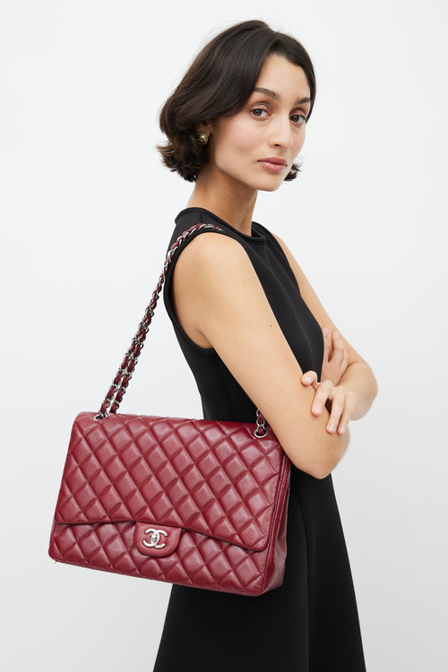Chanel 2010 Burgundy Quilted Leather Maxi Flap Bag