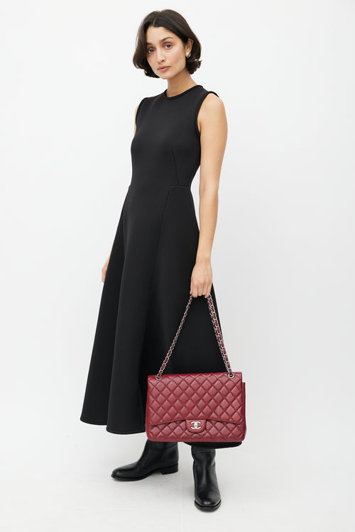 Chanel 2010 Burgundy Quilted Leather Maxi Flap Bag