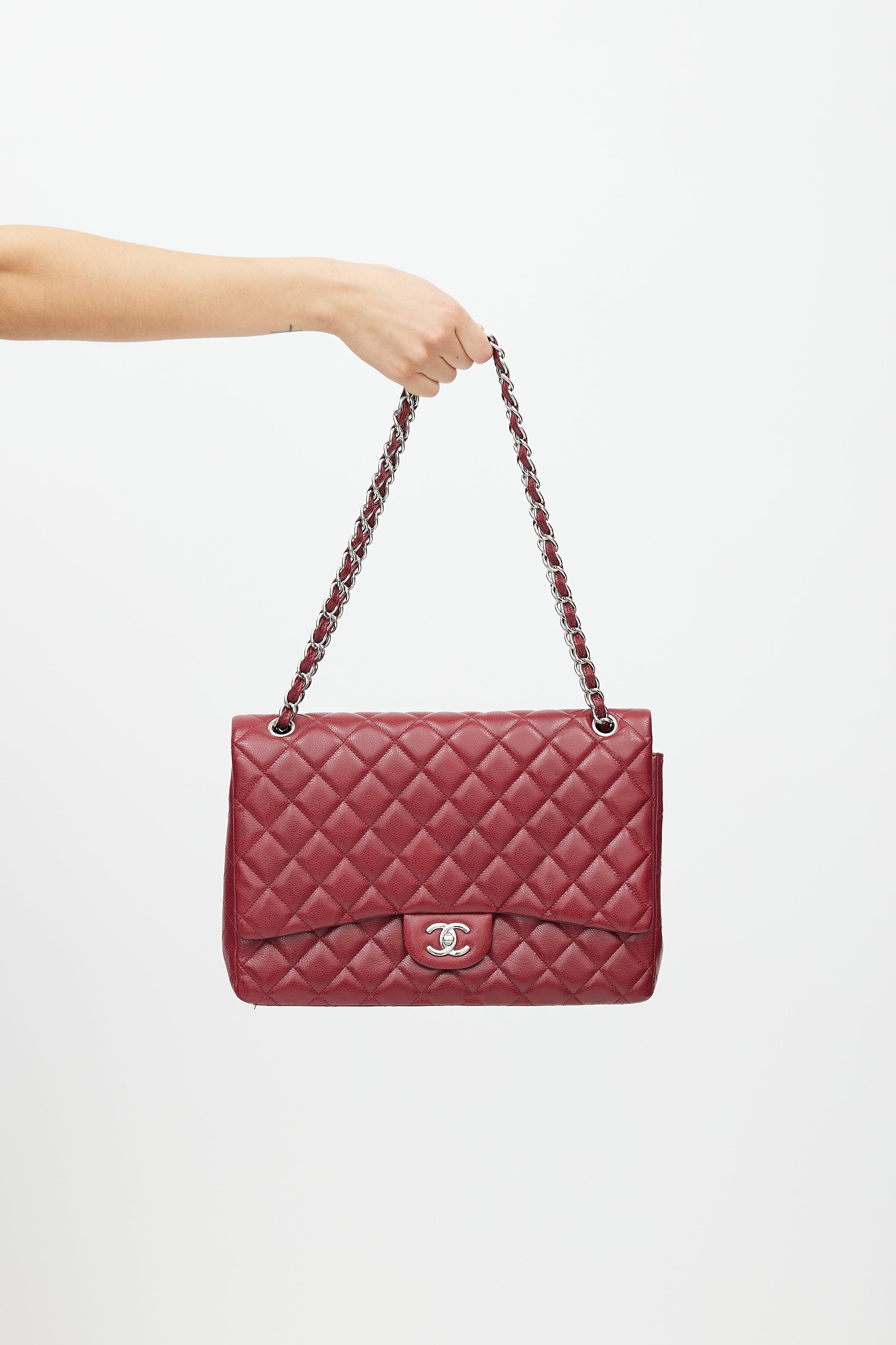 Chanel Taupe Quilted Matte Caviar Classic Maxi Double Flap Silver Hardware,  2010-2011 Available For Immediate Sale At Sotheby's
