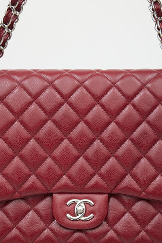 Chanel 2010 Burgundy Quilted Leather Maxi Flap Bag