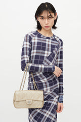 Chanel 2010 Taupe Metallic Wild Stitch Flap Shoulder Bag