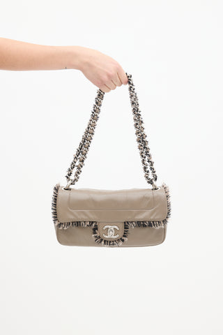 Chanel 2010 Taupe Patent Leather Chain Flap Bag