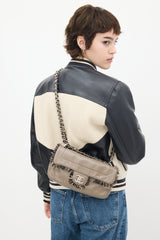 Chanel 2010 Taupe Patent Leather Chain Flap Bag