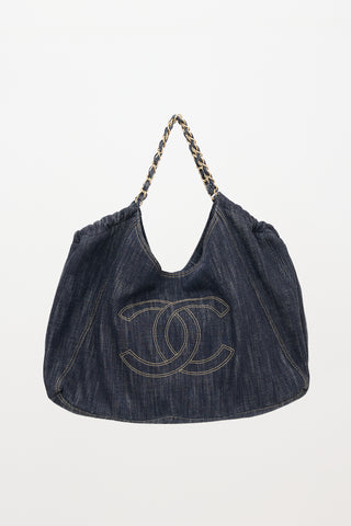 Chanel 2010 Denim XL CC Coco Cabas Bag