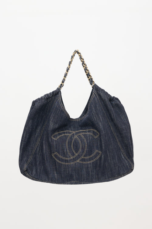 Chanel 2010 Denim XL CC Coco Cabas Bag