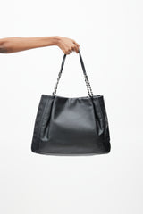 Chanel 2011 Black Leather Pleated Timeless Tote Bag