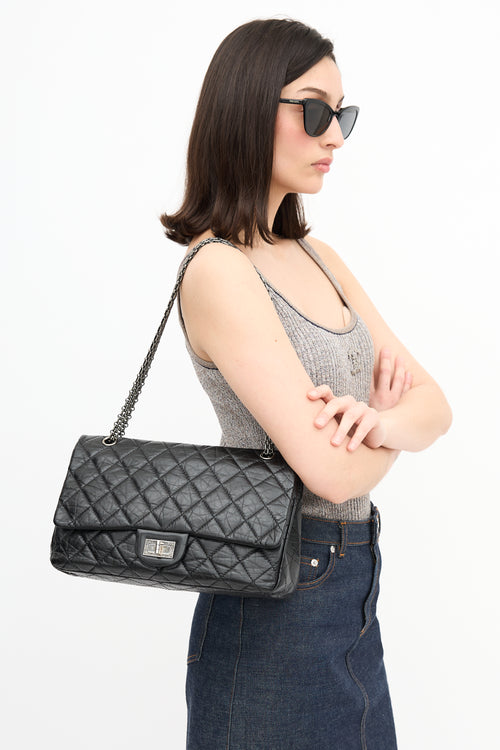 Chanel 2011 Black Leather 2.55 Reissue 227 Flap Bag