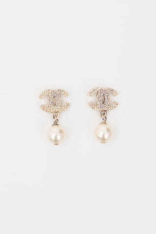 Chanel 2011 Faux Pearl CC Earrings