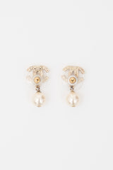Chanel 2011 Faux Pearl CC Earrings