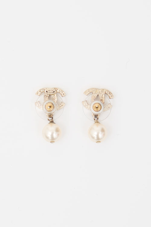 Chanel 2011 Faux Pearl CC Earrings