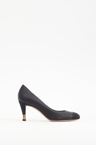 Chanel Spring 2012 Black & Gold Leather CC Tip Heel