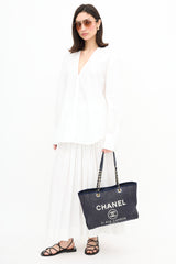 Chanel 2012 Blue Denim Small Deauville Tote Bag