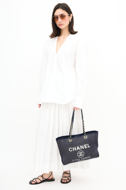 Chanel 2012 Blue Denim Small Deauville Tote Bag