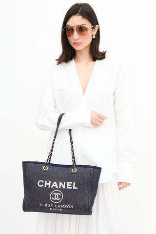 Chanel 2012 Blue Denim Small Deauville Tote Bag