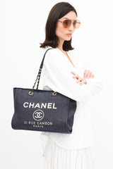Chanel 2012 Blue Denim Small Deauville Tote Bag