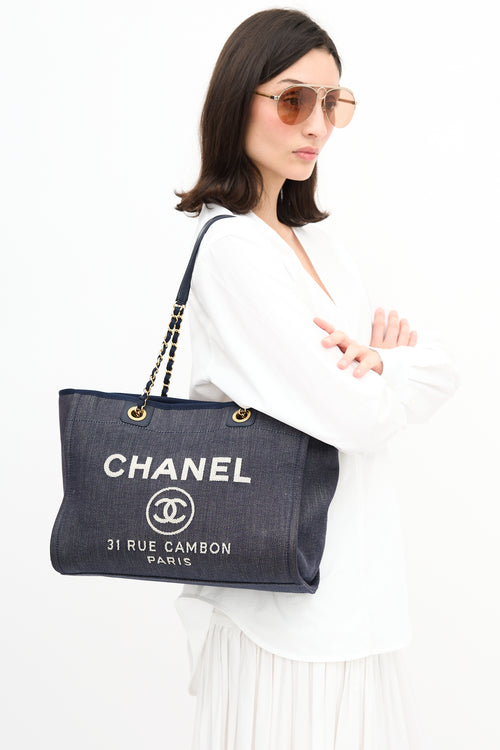 Chanel 2012 Blue Denim Small Deauville Tote Bag